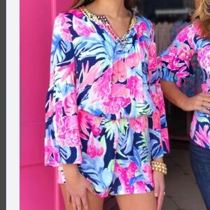 Lilly Pulitzer Floral Long Sleeve Romper